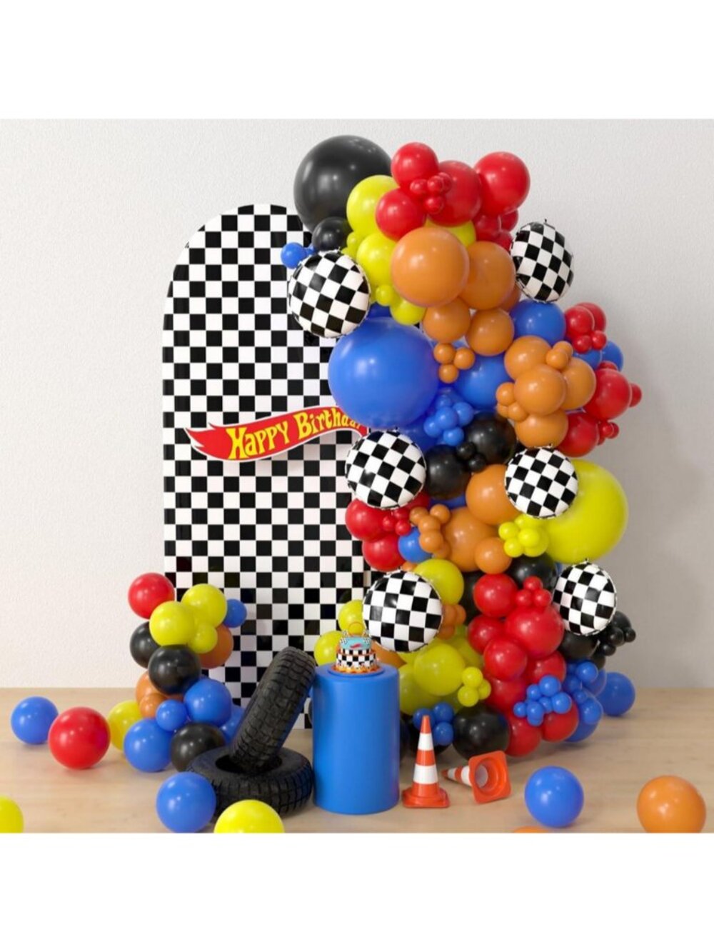 153PCS Race Car Balloon Arch Kit for Racing Theme & Monster Party Decorations